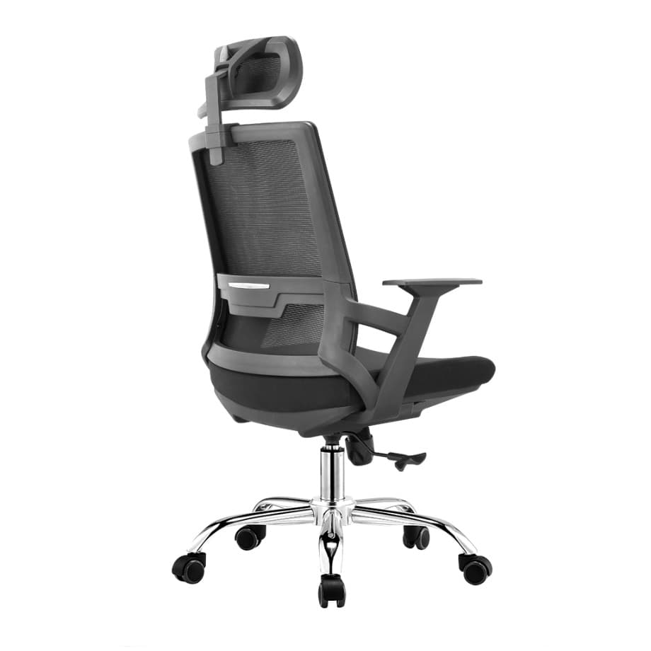 เก้าอี้ตาข่าย มีหมอน ผ้าตาข่ายสีดำ ขาโครเมี่ยม