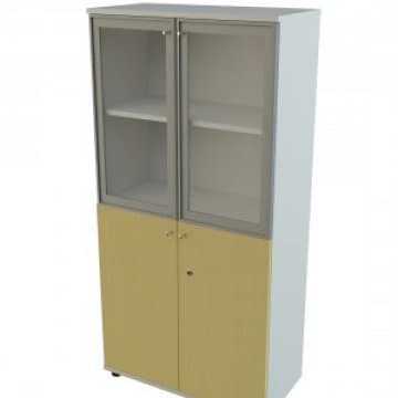 ตู้เก็บเอกสารไม้ 4ชั้น ครึ่งบนหน้าบานกระจก ค...