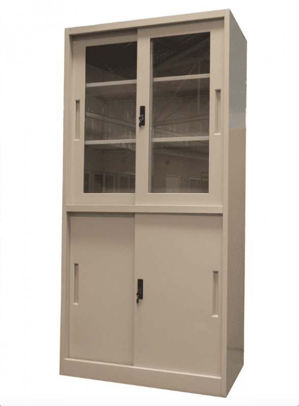 ตู้เหล็กเก็บเอกสาร บนบานเลื่อนกระจก ล่างบานเ...