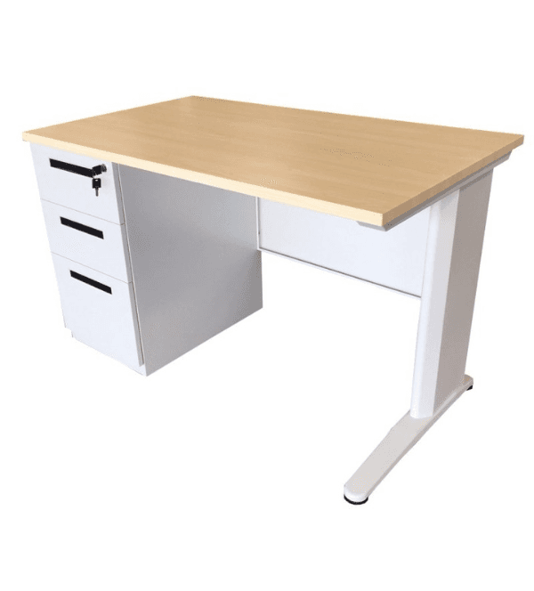 โต๊ะทำงาน ขาเหล็ก MMD ฝั่งซ้าย พร้อมลิ้นชักเ...